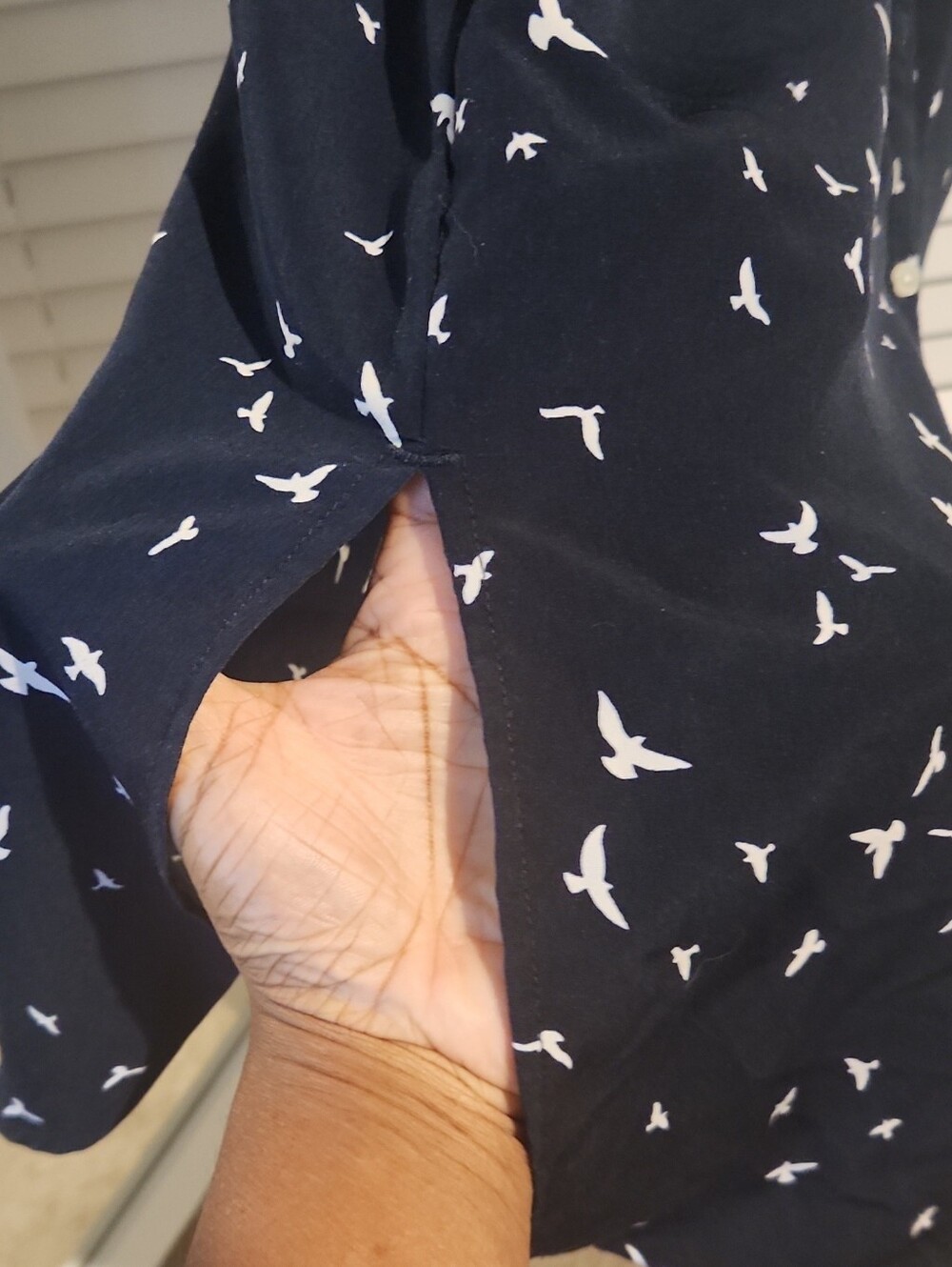 GAP Navy Bird Print Sleeveless Utility Midi Dress Large Pockets - Picture 5 of 16